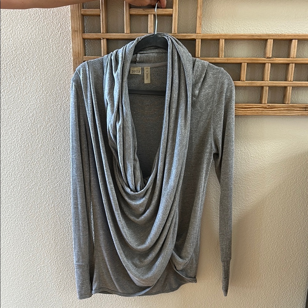 Gray Drape Neck Sweater